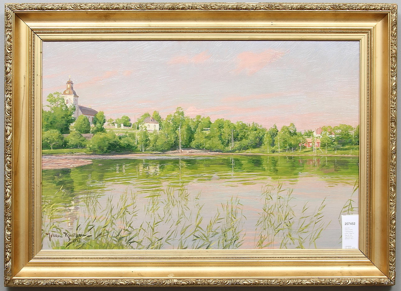 JOHAN KROUTHÉN. "Garpenberg kyrka, Dalarna". Olja på duk. Signerad och daterad 1927.