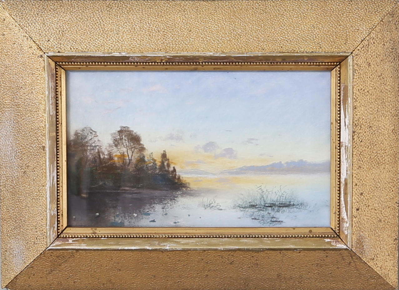 CARL BRANDT. Insjölandskap, pastell.