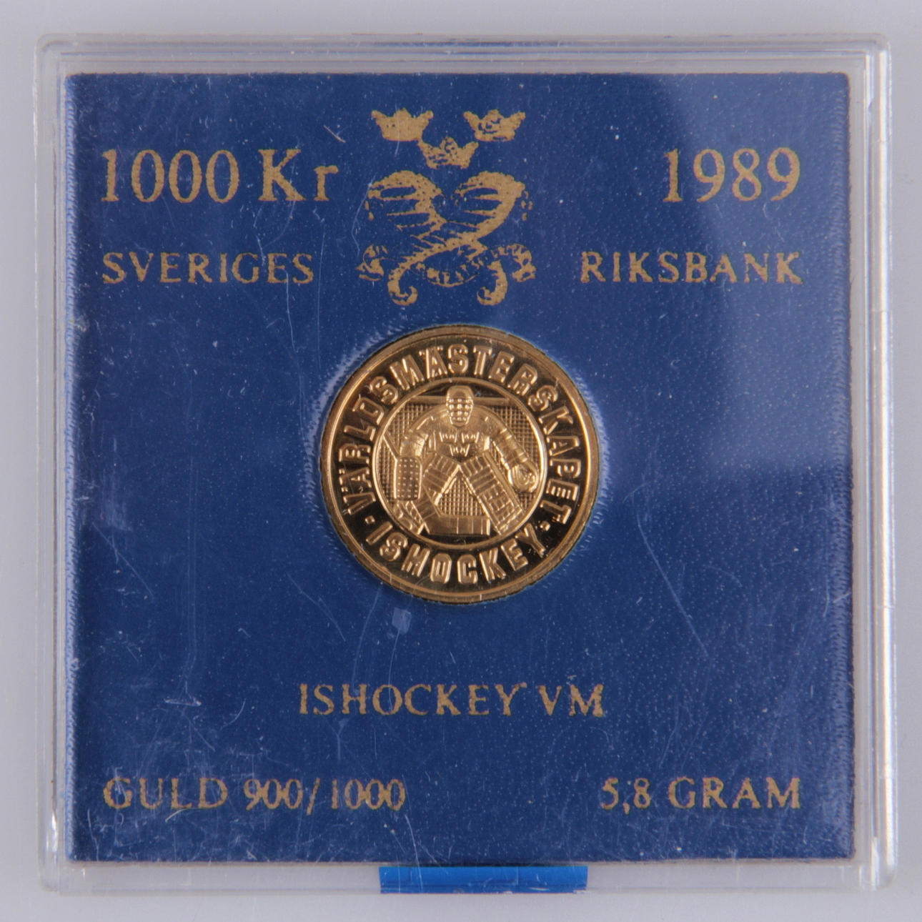 GULDMYNT, Ishockey VM i Stockholm, 1000 kr, 1989, 5,8 g.