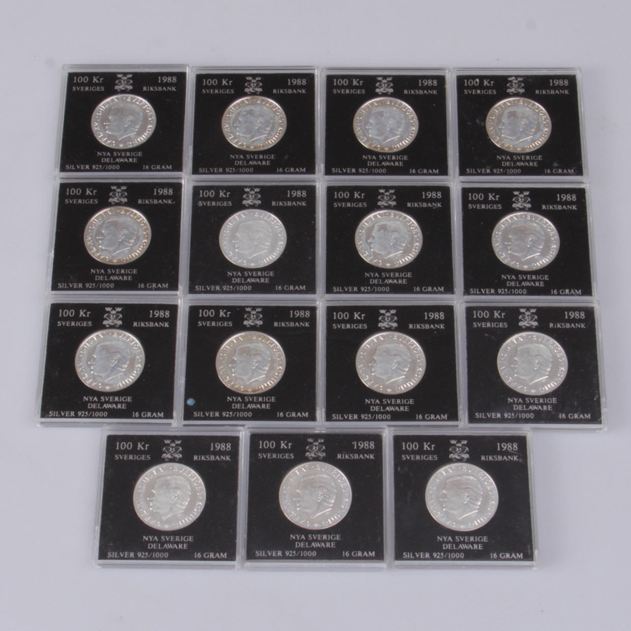 SILVERMYNT, 15 st, Carl XVI Gustaf, 100 kr, 1988.