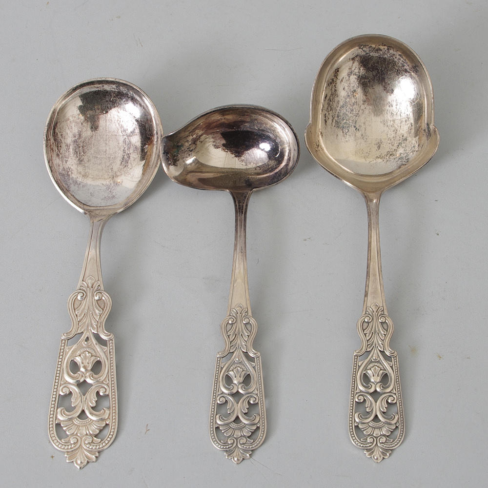 UPPLÄGGNINGSBESTICK, 3 delar, silver.