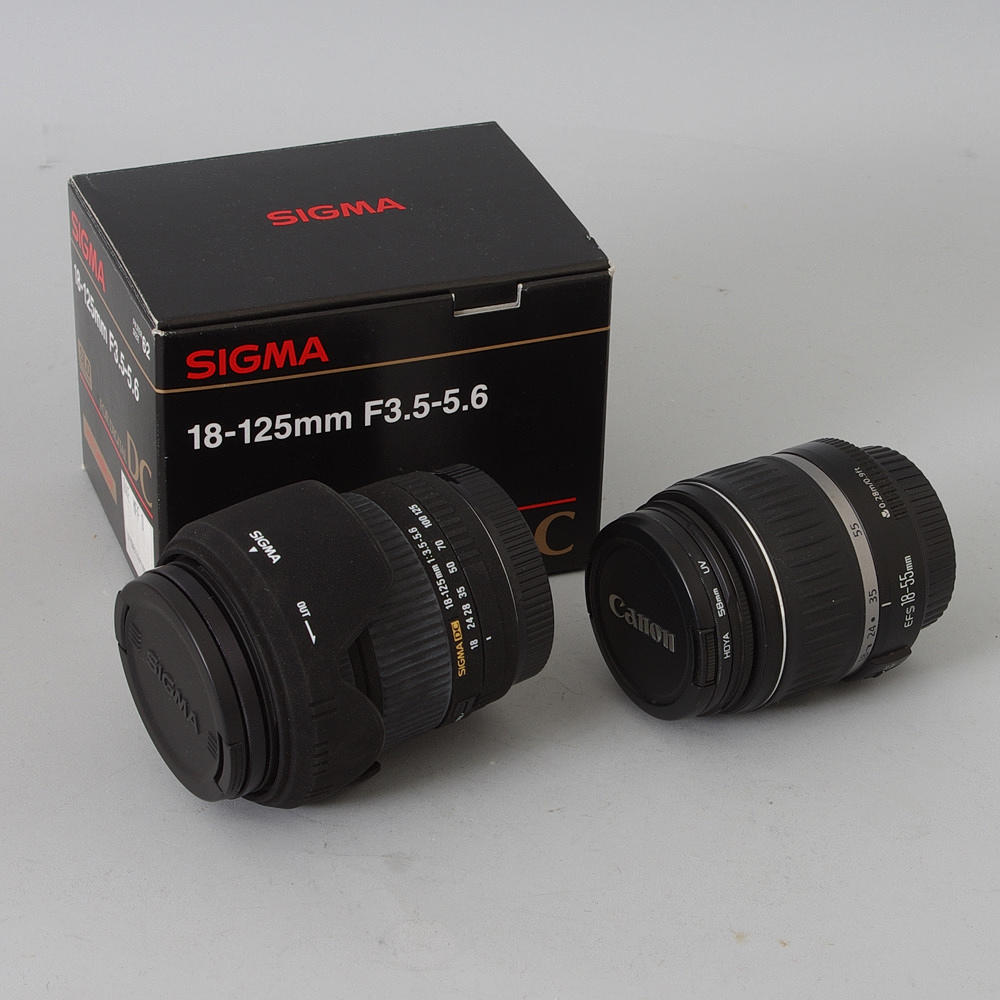 OBJEKTIV, 2 stycken, Sigma 18-125 mm F3,5-5,6.