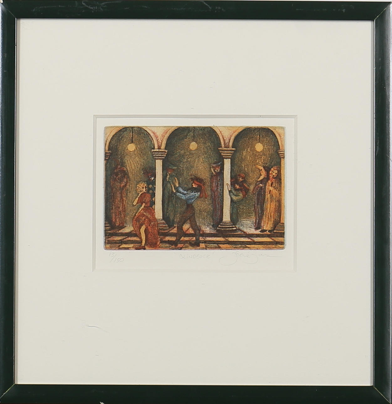 IRENÉ JARZ. "Blindbock" . Färgetsning. Signerad och numrerad 13/150.