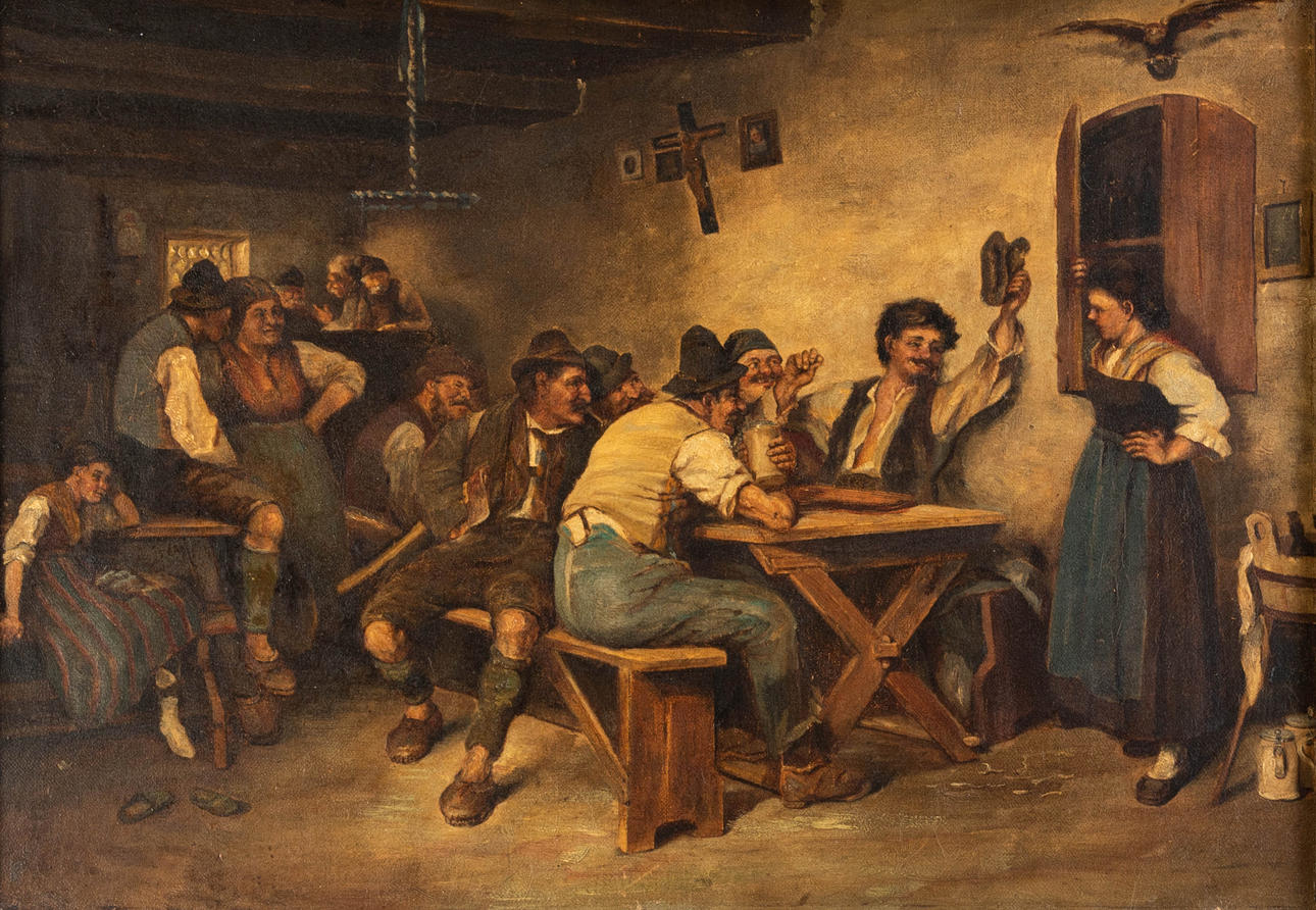 MÜNCHNER SCHULE. Wirtshausszene.