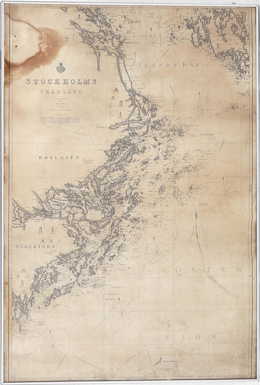 SJÖKORT över Stockholms skärgård, 1859.