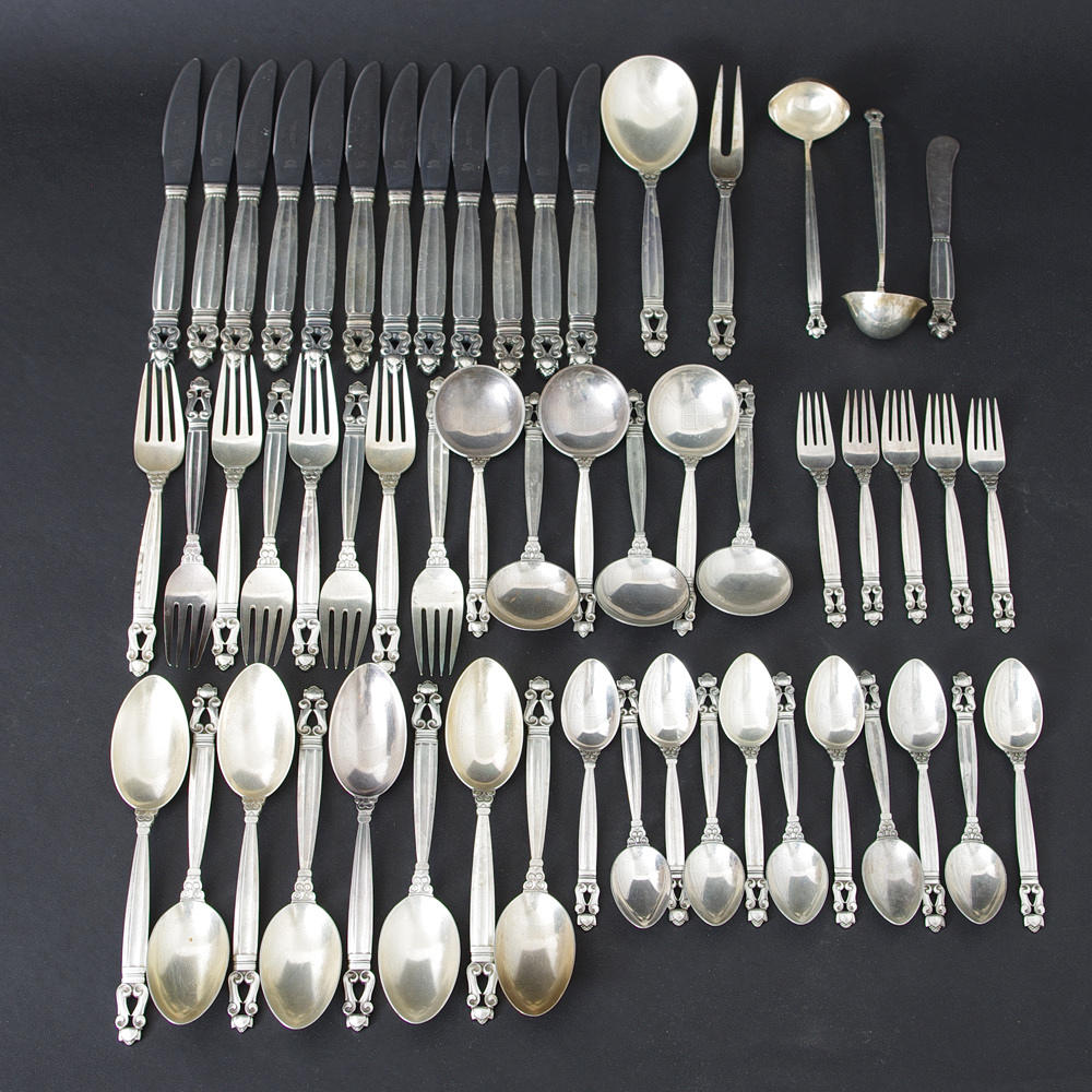 BESTICKUPPSÄTTNING, "Konge/Acorn", design Johan Rohde för Georg Jensen.