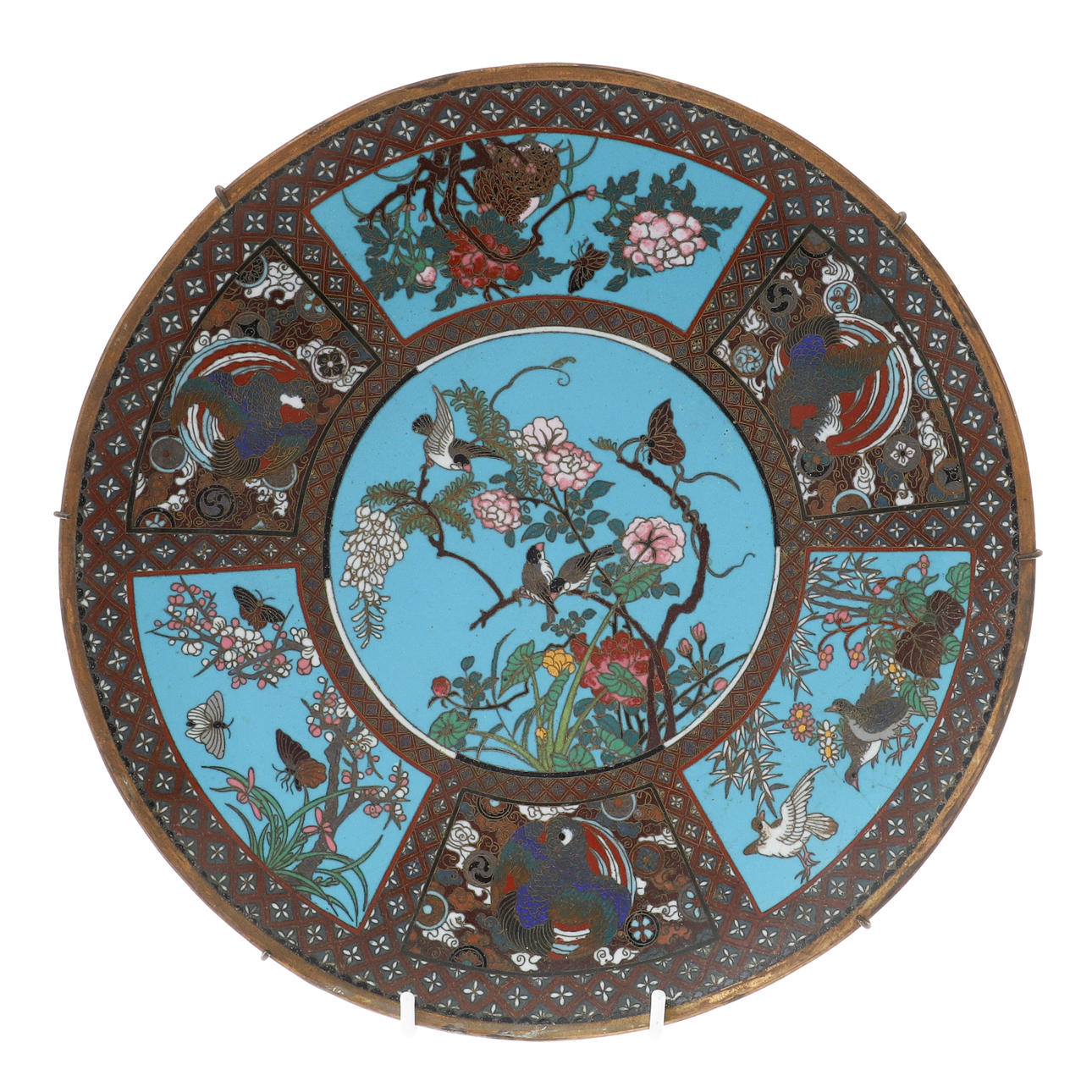 JAPANSK CLOISONNE EMALJPLATTA, MEIJI.