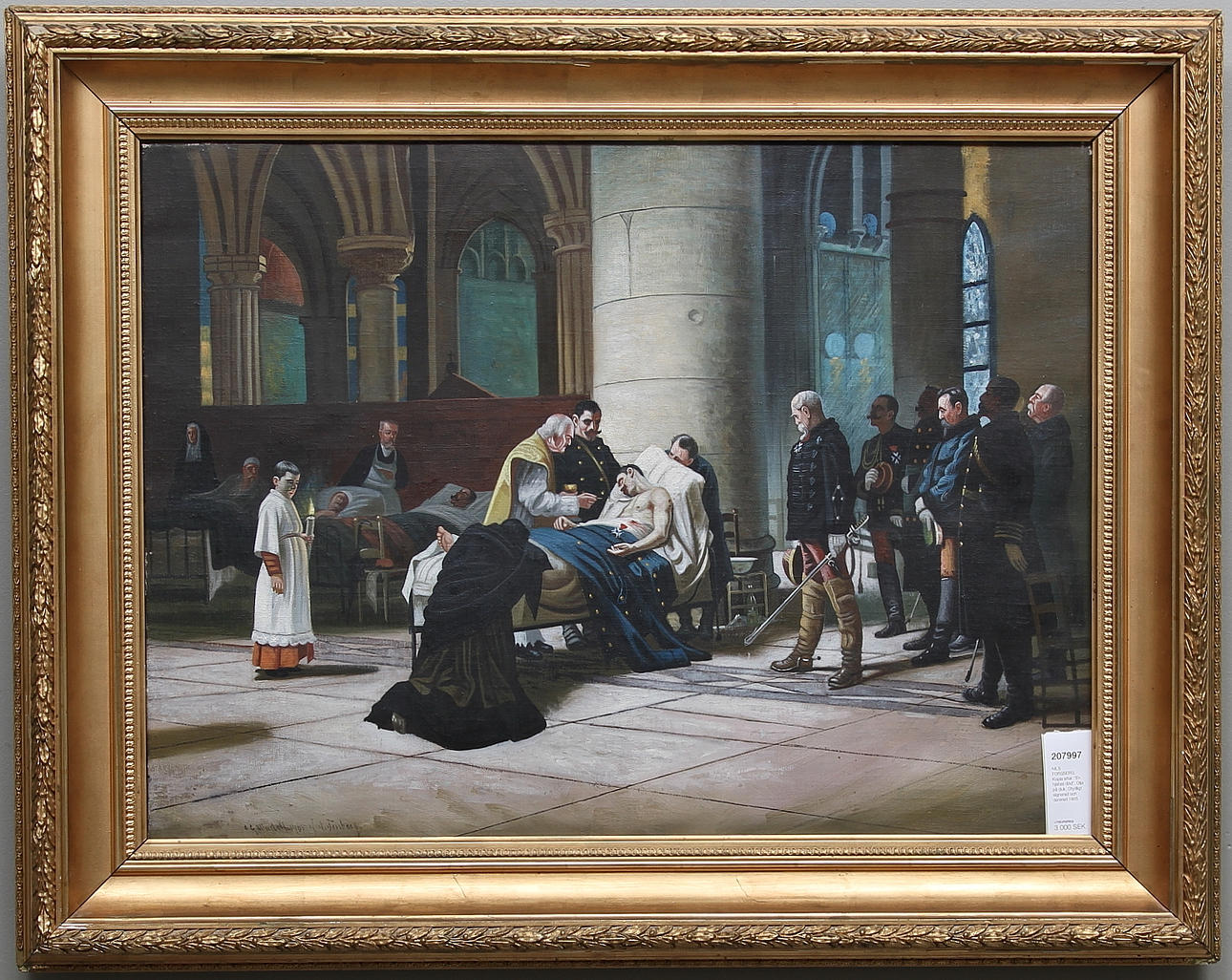 NILS FORSBERG. Kopia efter. "En hjältes död". Olja på duk. Otydligt signerad och daterad 1905.