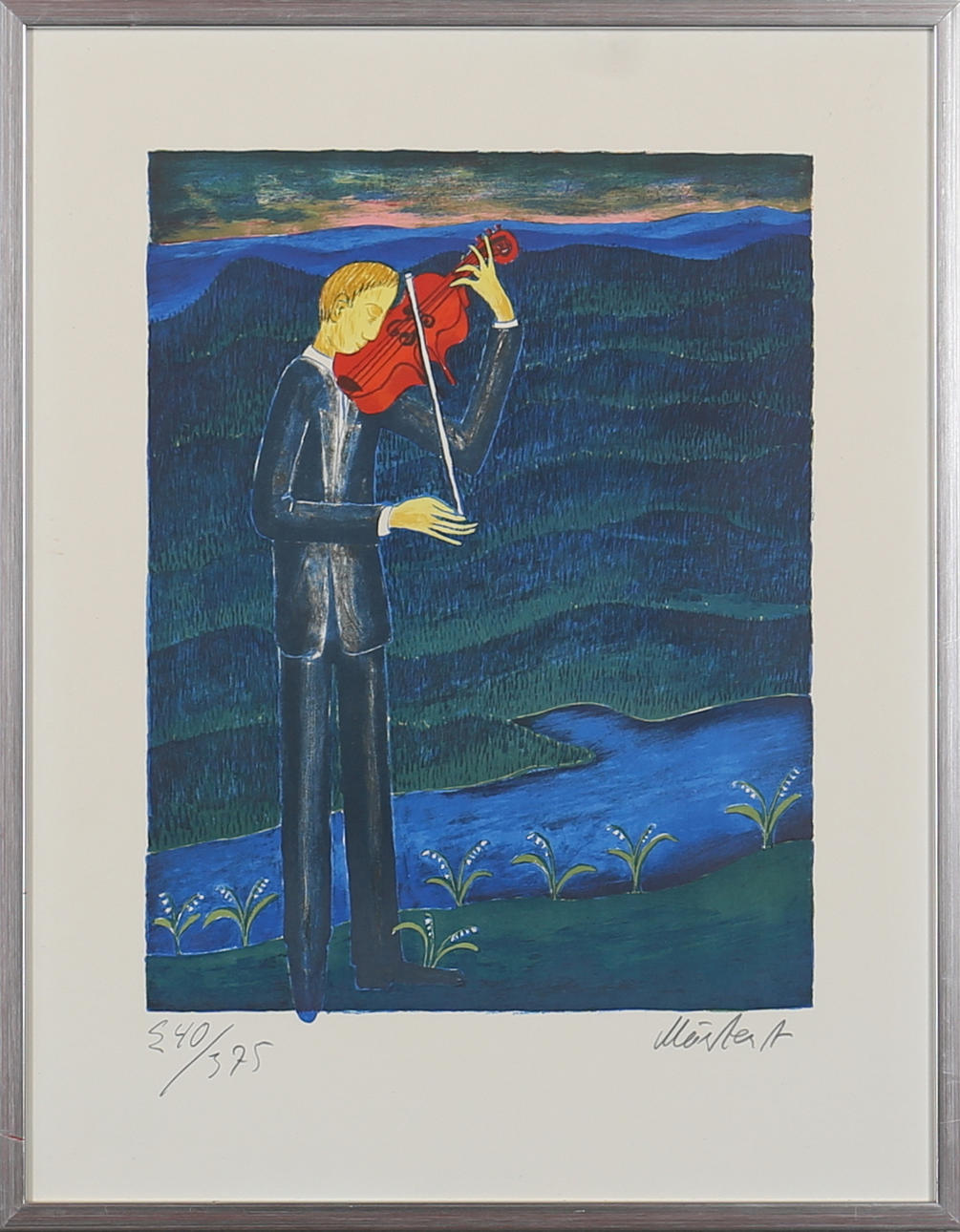 MÅRTEN ANDERSSON. Spelman. Färglitografi. Signerad Mårten A och numrerad 240/375.