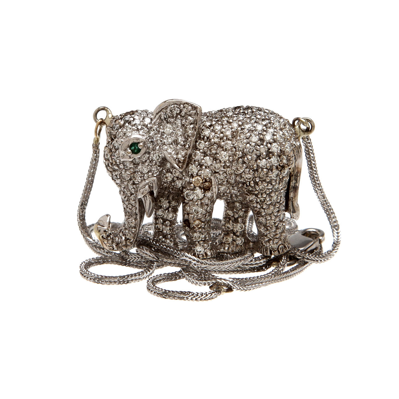 HALSBAND, 18K vitguld med smaragd samt diamanter. Vikt 8,8g.