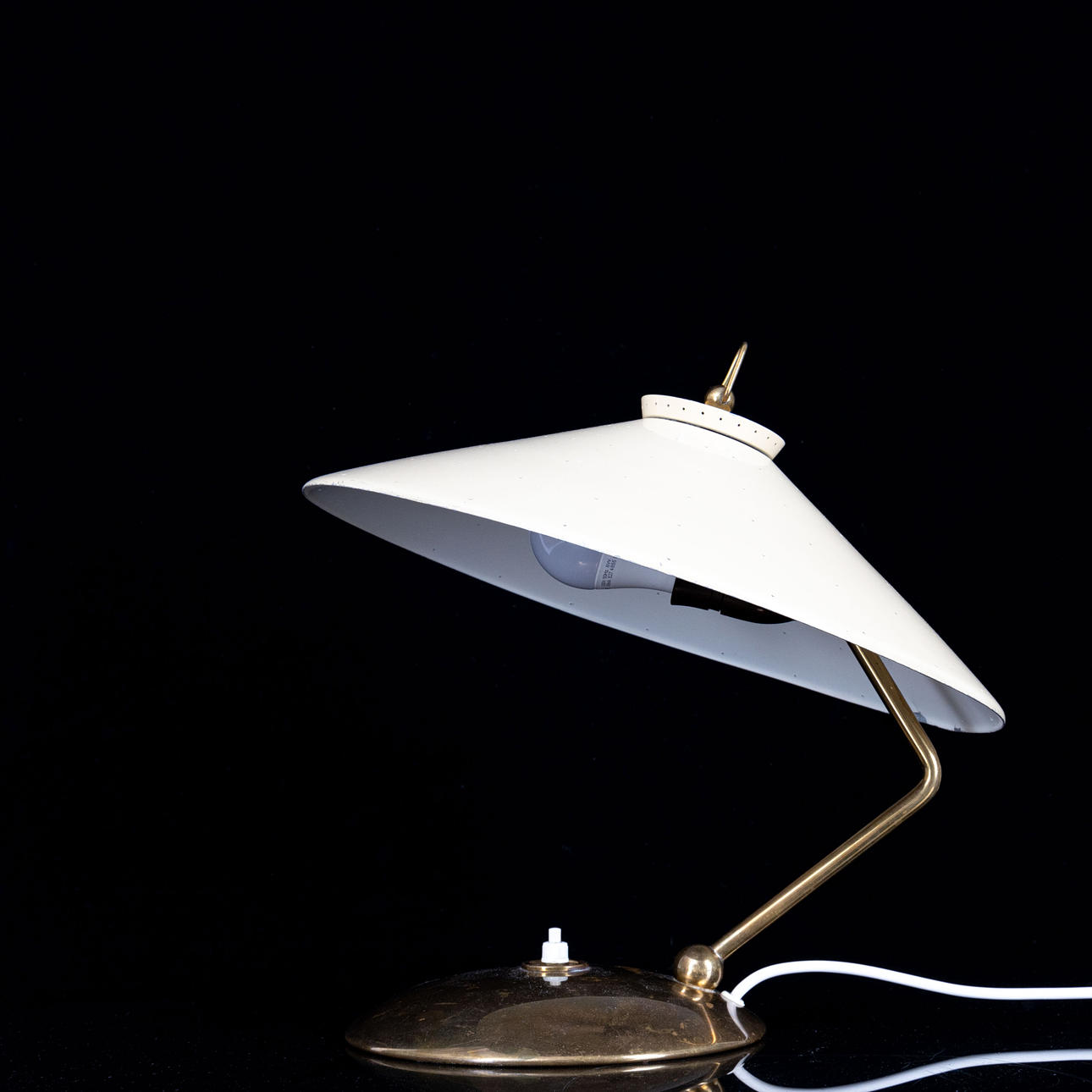 TABLE LAMP, Itsu, brass, painted perforated lamp shade.