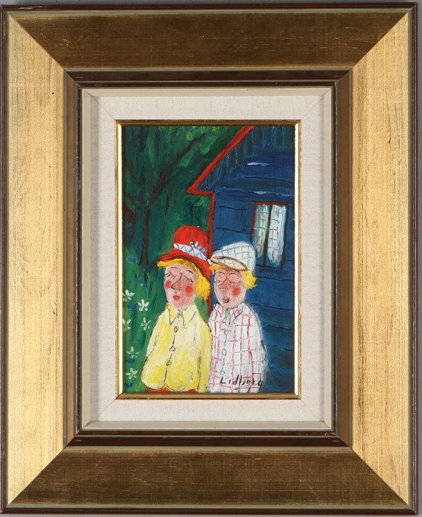 SVEN LIDBERG. olja på pannå, signerad.