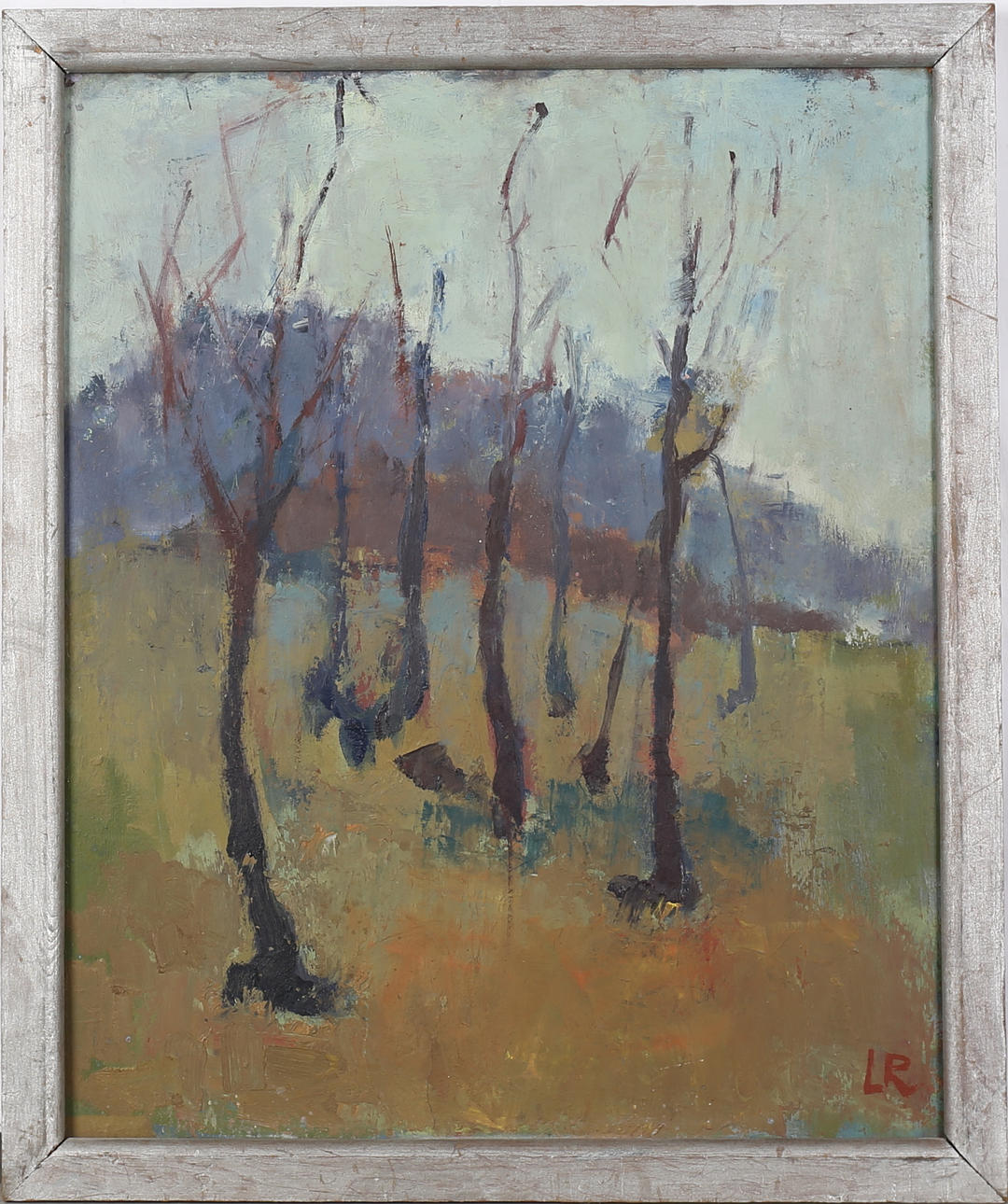 OIDENTIFIERAD KONSTNÄR. Träd. Olja på pannå, signerad LR.