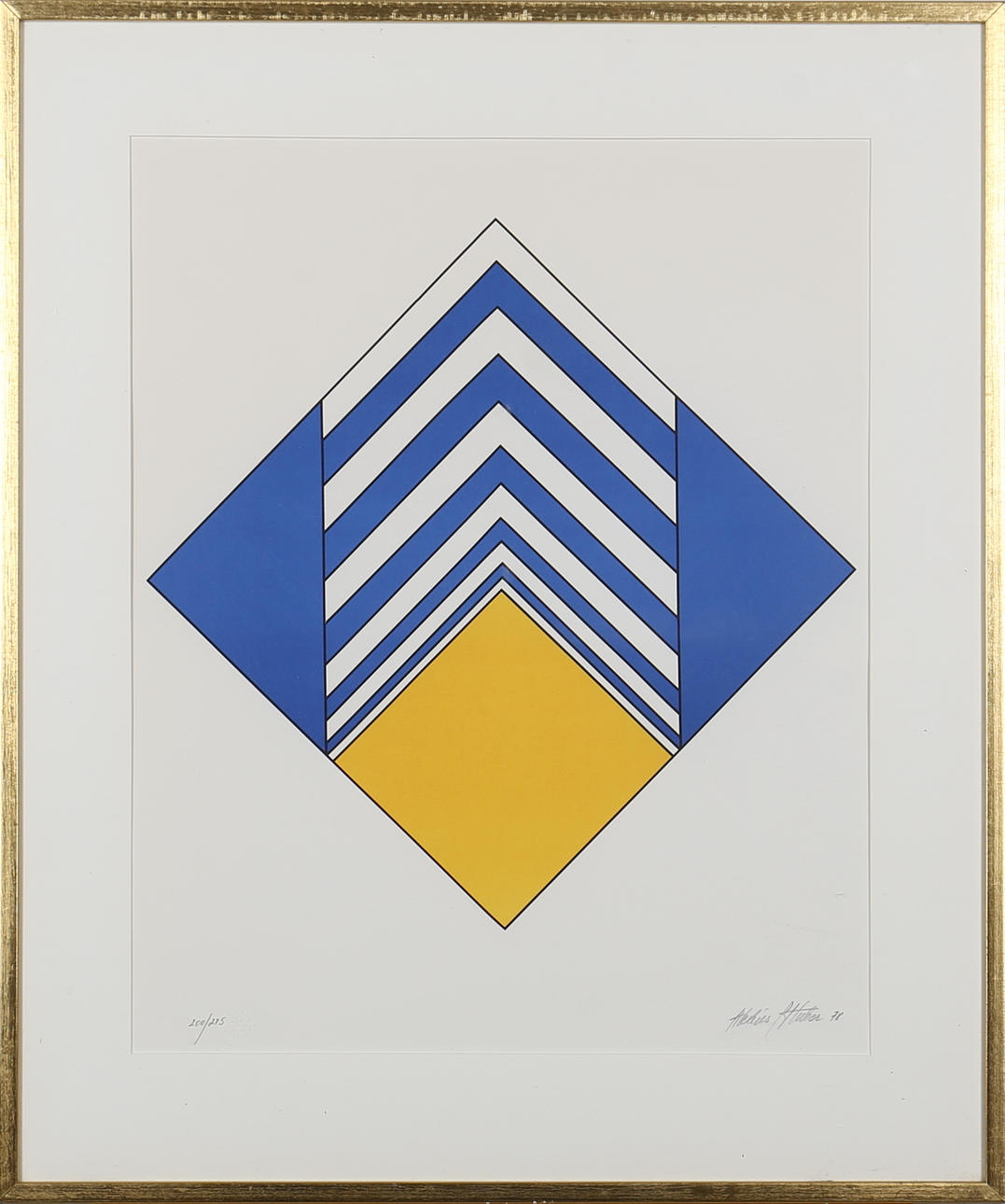 ALEXIUS HUBER. Komposition. Färgserigrafi. Signerad, daterad -78 och numrerad 200/275.