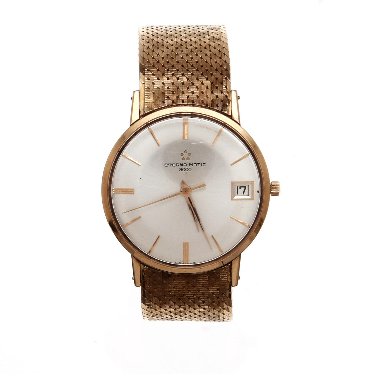 HERRARMBANDSUR, Eterna-Matic 3000, 18k guld, totalvikt 72 gram + länkbit 4,5 gram.