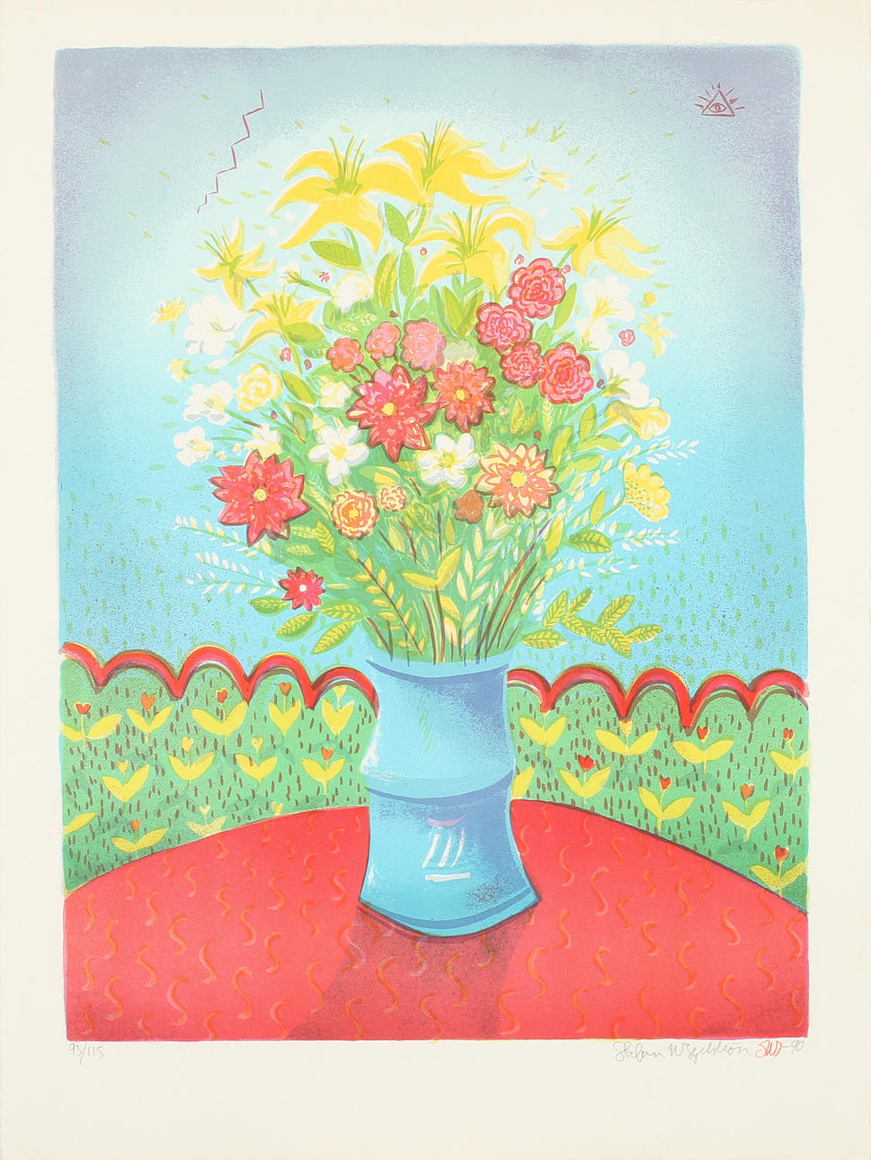 STEFAN IGELSTRÖM. Blomsterstilleben, färglitografi, signerad och numrerad 93/115.