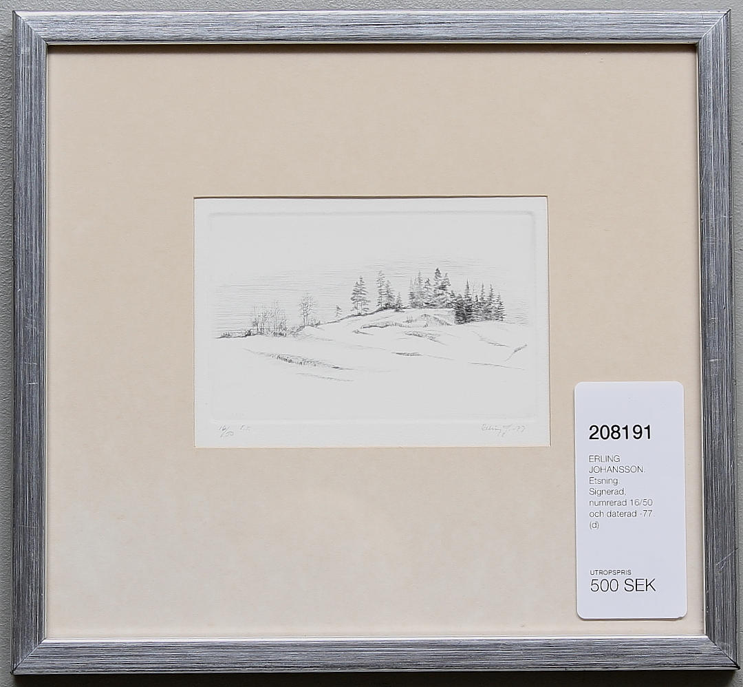 ERLING JOHANSSON. Etsning. Signerad, numrerad 16/50 och daterad -77.
