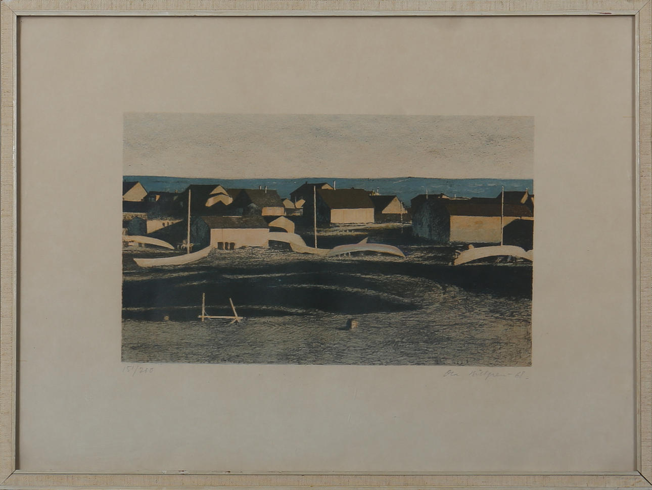 OLA BILLGREN. Färglitografi. Hamn. Numrerad 151/260. Signerad Ola Billgren. Daterad -68.