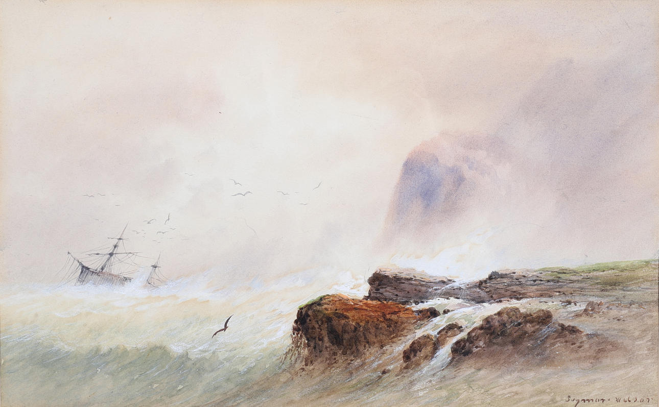 SEYMOUR WILSON. A SHIPWRECK BEACHED OFF COAST.