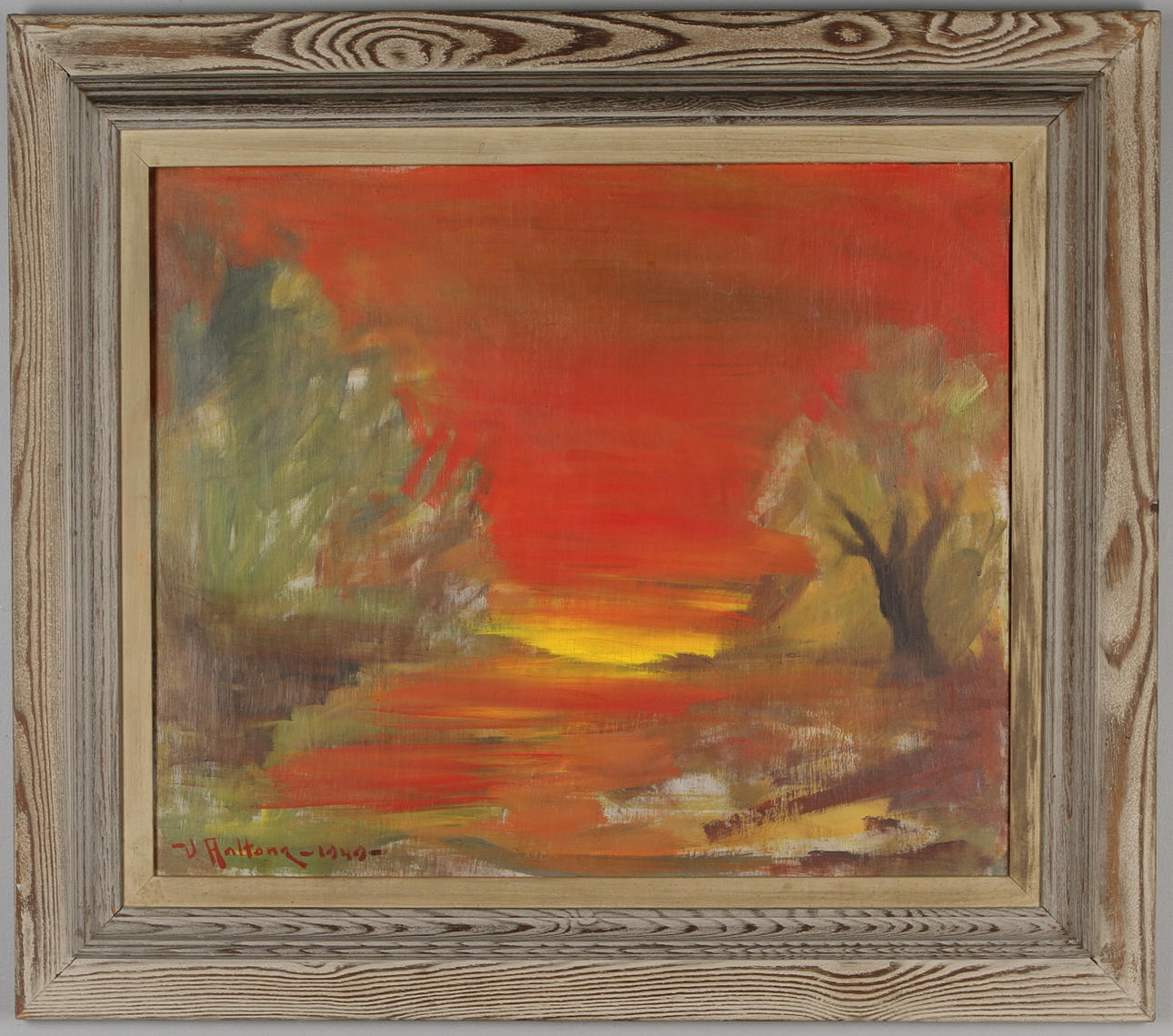 VEIKKO AALTONA. Landskapsmotiv, olja på duk, signerad och daterad 1949.