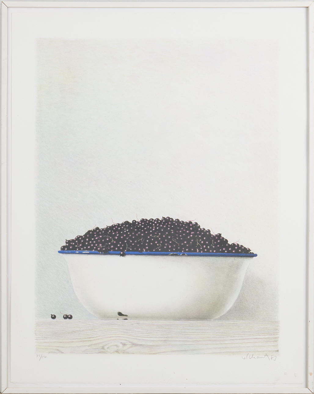 PHILIP VON SCHANTZ. Still life with black currants, signed and dated v. Schantz -83, 75/190, color lithograph.
