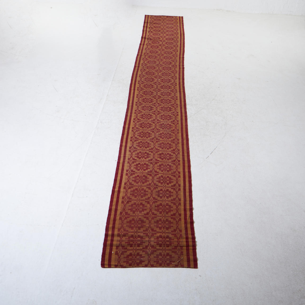 RIPS CARPETS, 2 pcs, 18/1900s, so-called walking carpets, red and yellow.