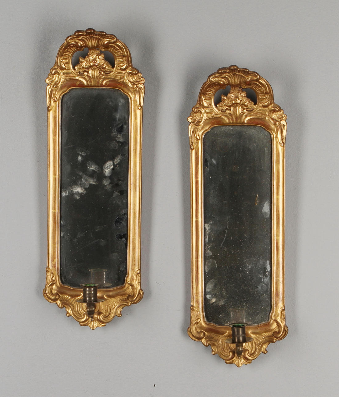 SPEGELLAMPETTER, 1 par, rokokostil, 1900-tal.