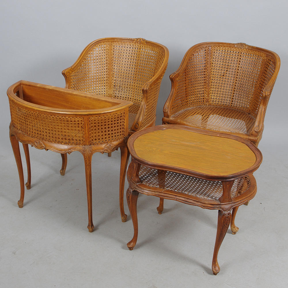 KARMSTOLAR, BORD SAMT BLOMSTERBORD, mahogny/rotting, rokokostil.