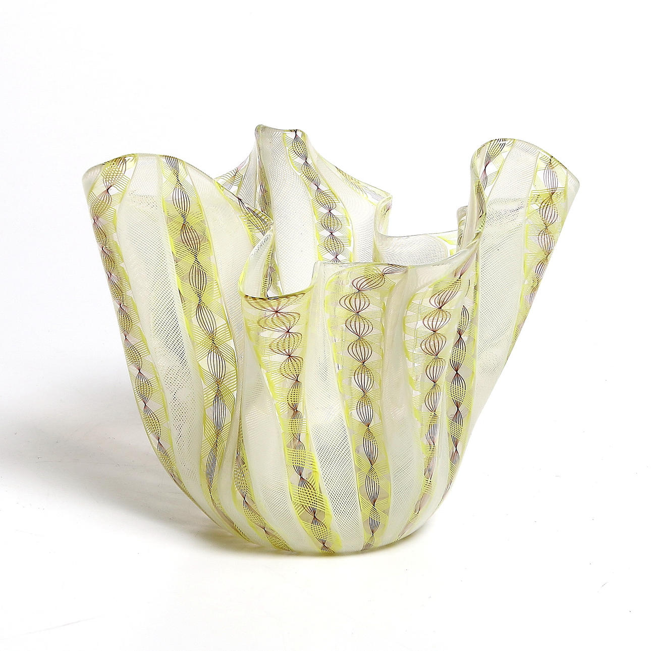 NÄSDUKSSKÅL / FAZZOLETTO, glas, Venini, Murano. 1900-tal.