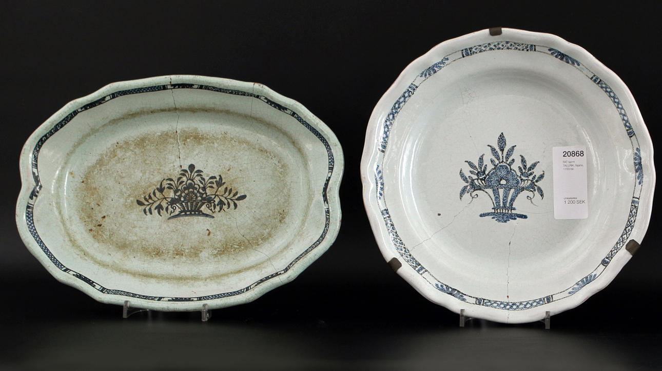 FAT samt TALLRIK, fajans, 1700-tal.
