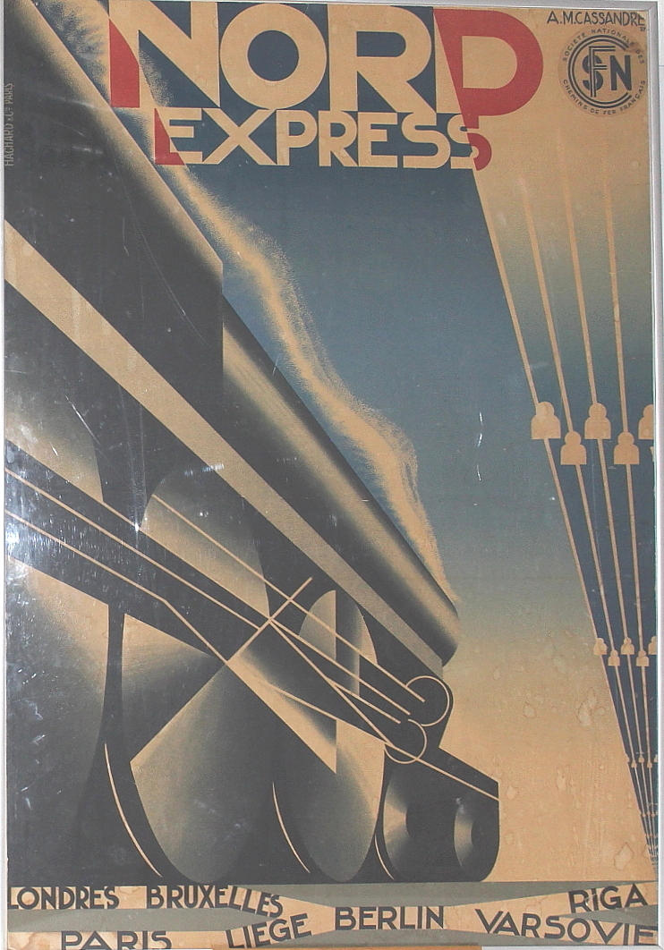 AFFISCH, Färglitografisk, Cassandre, Nordexpress, Tryckt hos Hachard & Cie, Paris. signerad och daterad -35 i trycket.