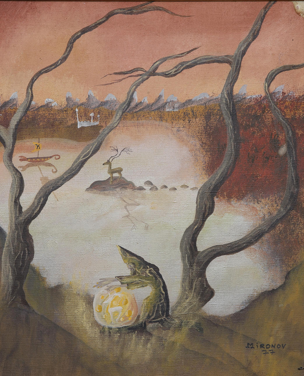 OIDENTIFIERAD KONSTNÄR. oil on canvas, composition, signed Mironov.