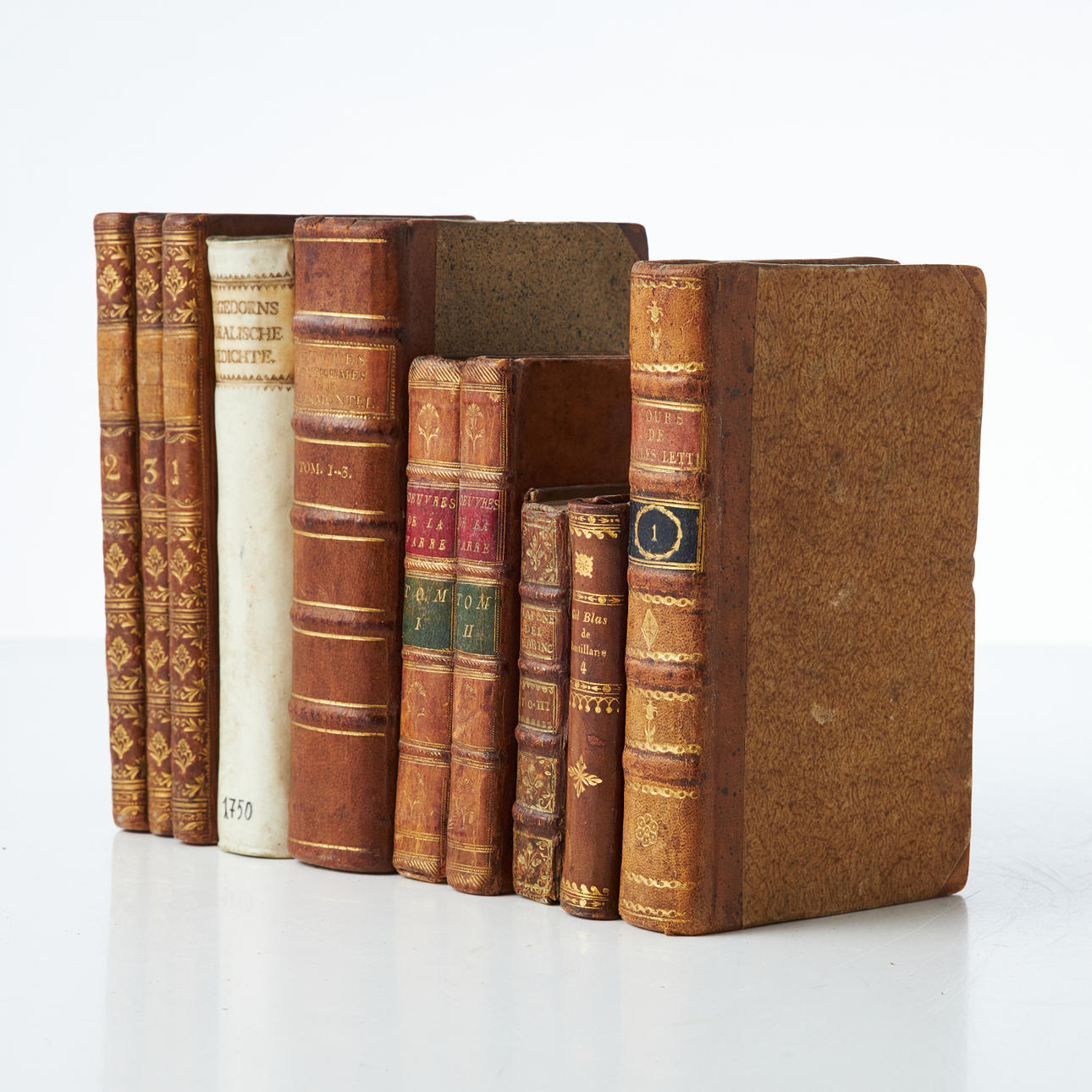 Samling äldre böcker, bl.a. Marmontel, Gessner, 10 vol.