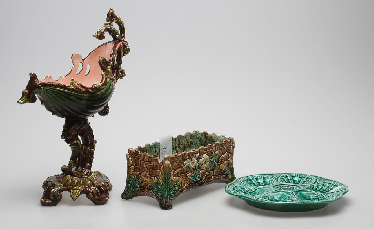 KERAMIK, 3 delar, 1800-1900-tal.