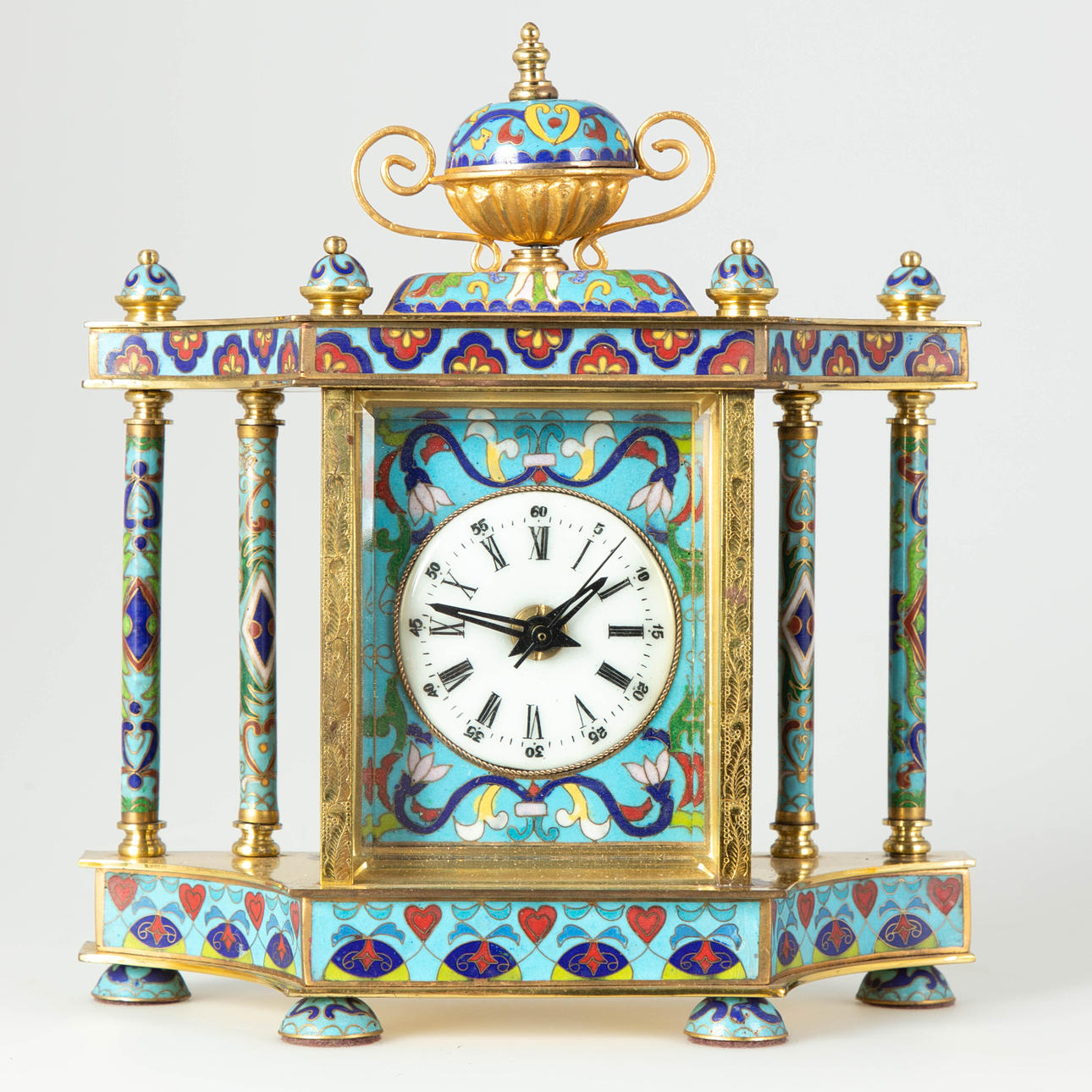 Kleine Email Cloisonné Pendule, China, Ende 20.Jh.