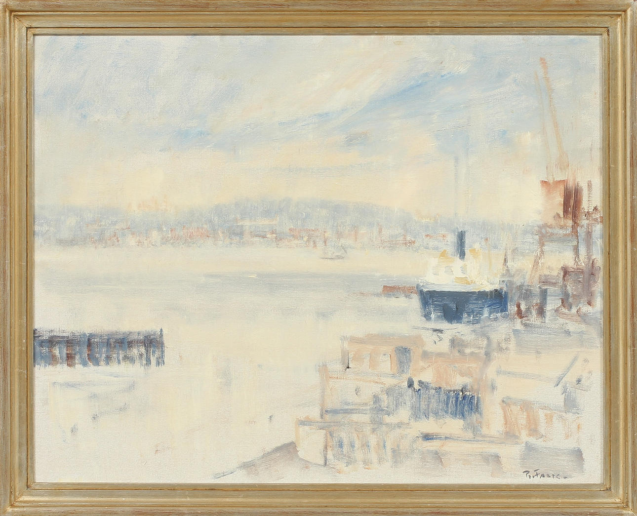 RAGNAR FALK. Hamnbild, Göteborg, olja på duk, signerad.