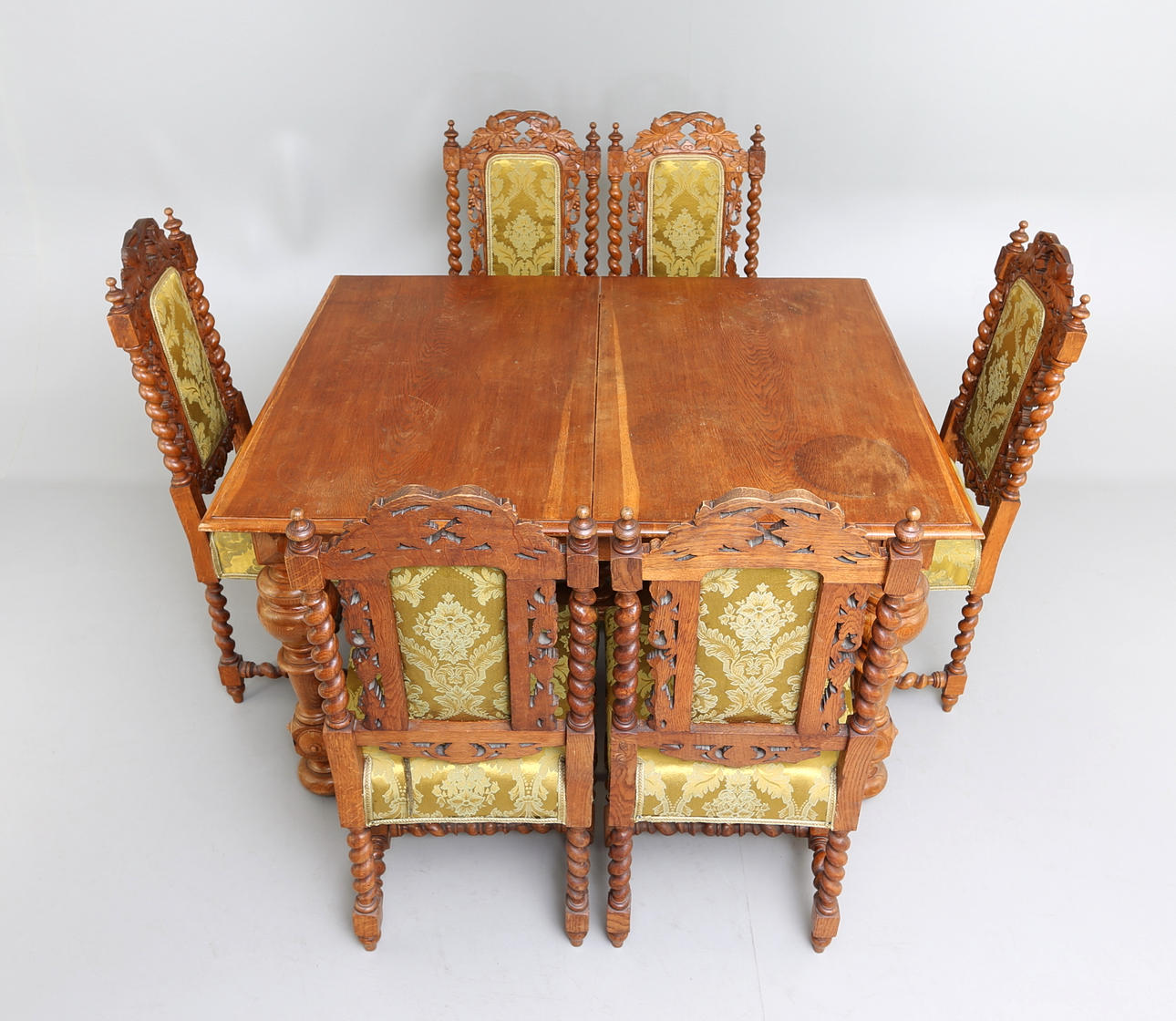 MATSALSGRUPP, barockstil, 7 delar, 1880/90-tal.