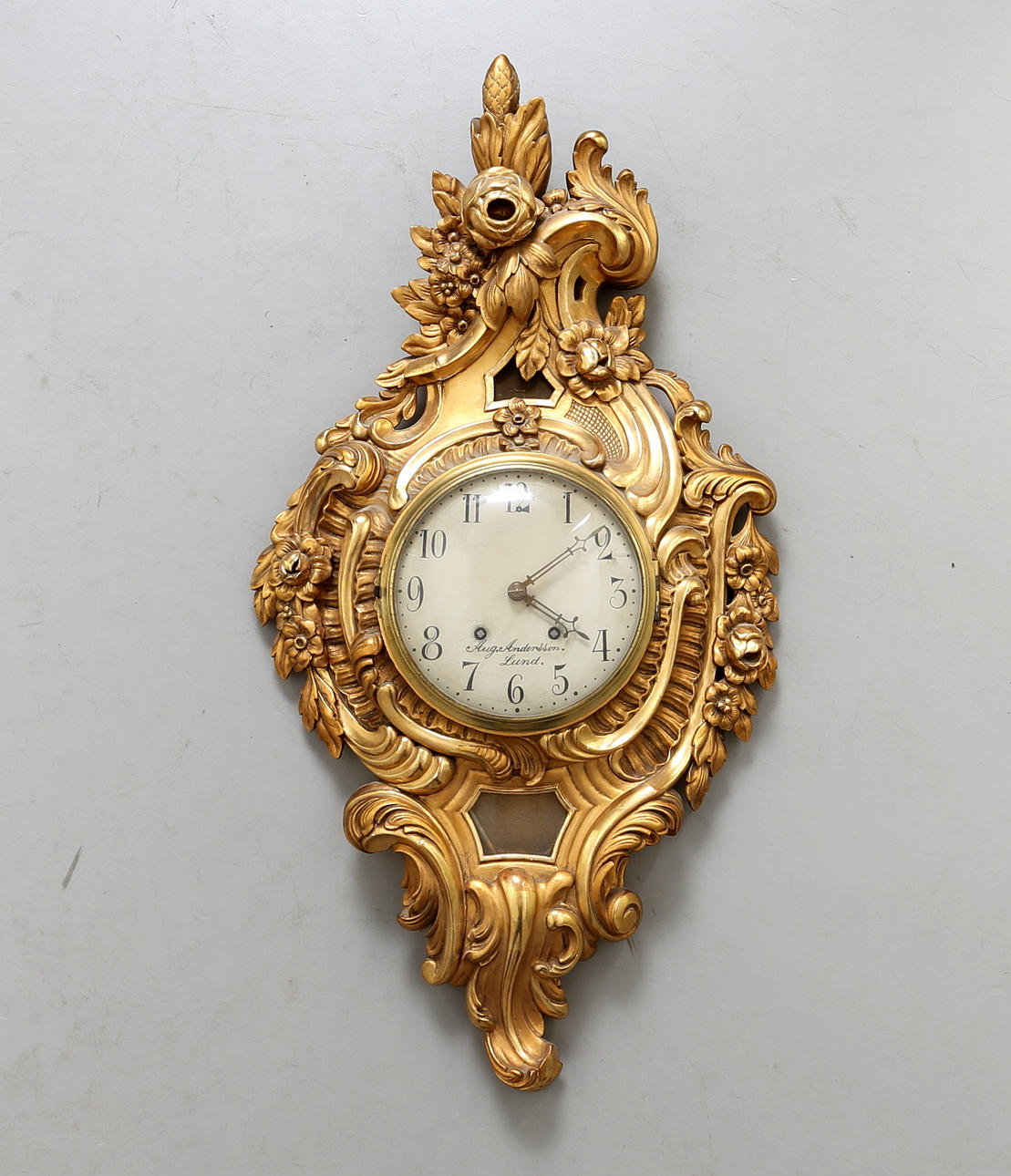 VÄGGKLOCKA, rokokostil, 18/1900-tal.