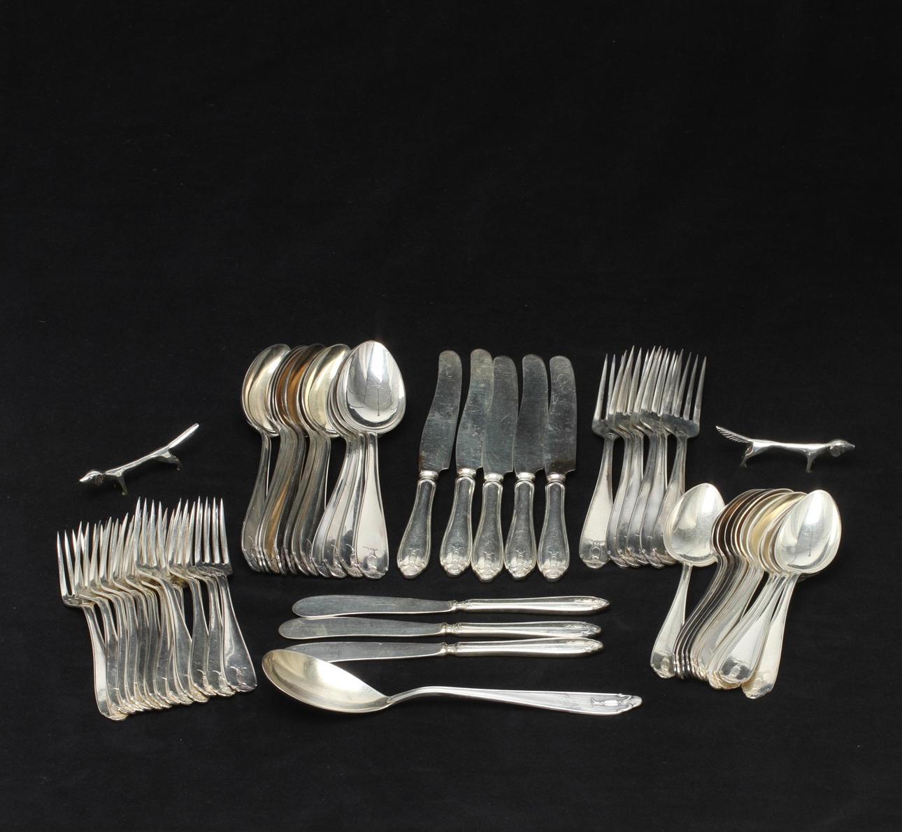 BESTICK, 51 delar, nysilver, "Vasakärven", GAB.