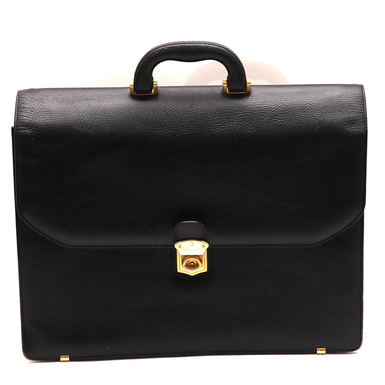 GUY LAROCHE, maletín, piel negra.