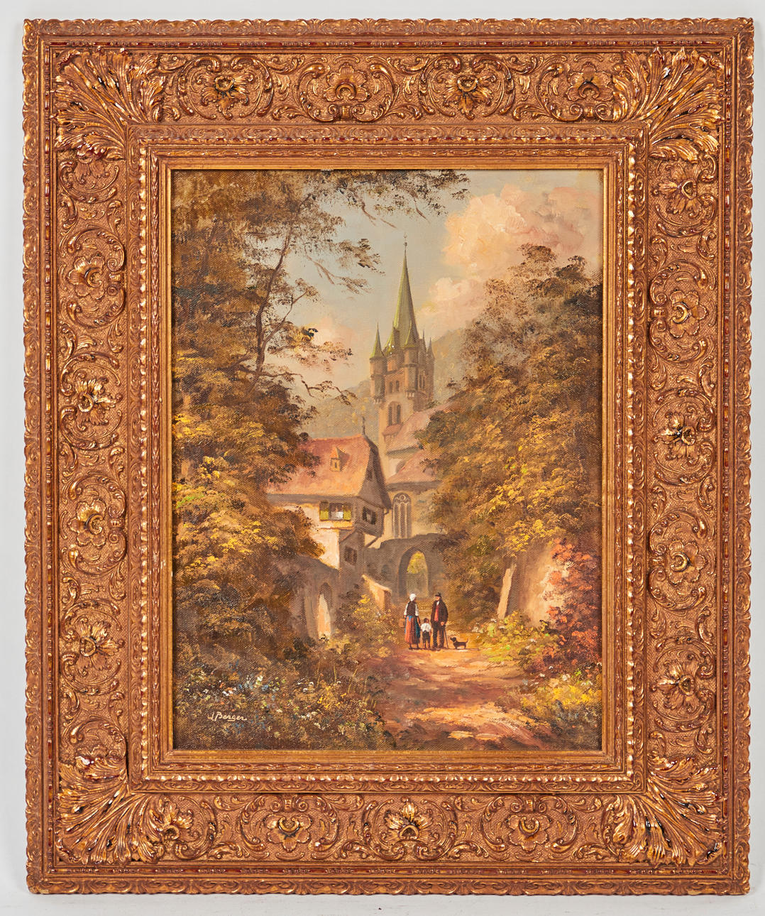 WALTER BERGER. Gemälde, Landschaft mit Burg.