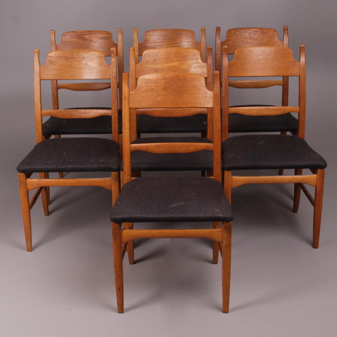 STOLAR, 7 st. Ek, "Calmare Nyckel", Carl Malmsten, Åfors Möbler, 1900-tal.