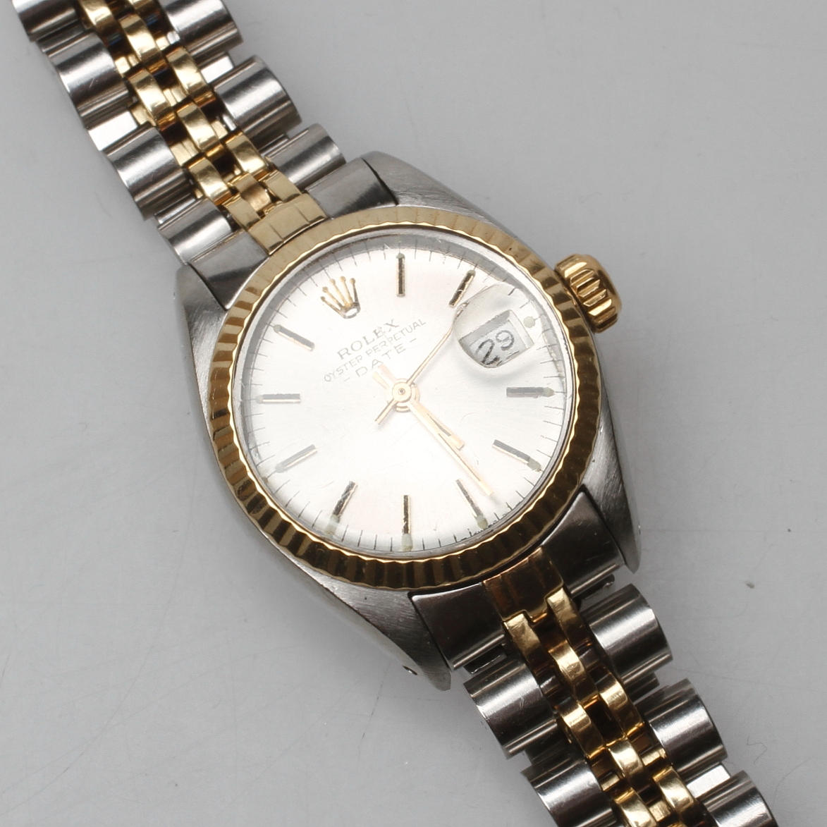 DAMARMBANDSUR, guld på stål, Rolex Oyster Perpetual Date.