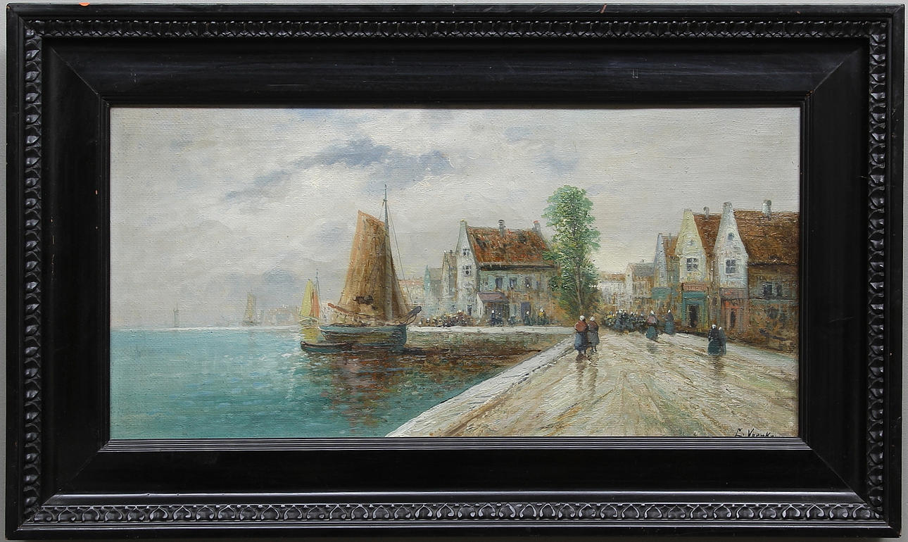 OIDENTIFIERAD KONSTNÄR. Olja på pannå, signerad L. Veerkamp.