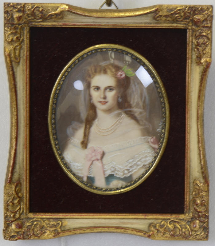 OKÄND KONSTNÄR. Miniatyr på ben Kristina Nilsson, Bär otydlig signatur.