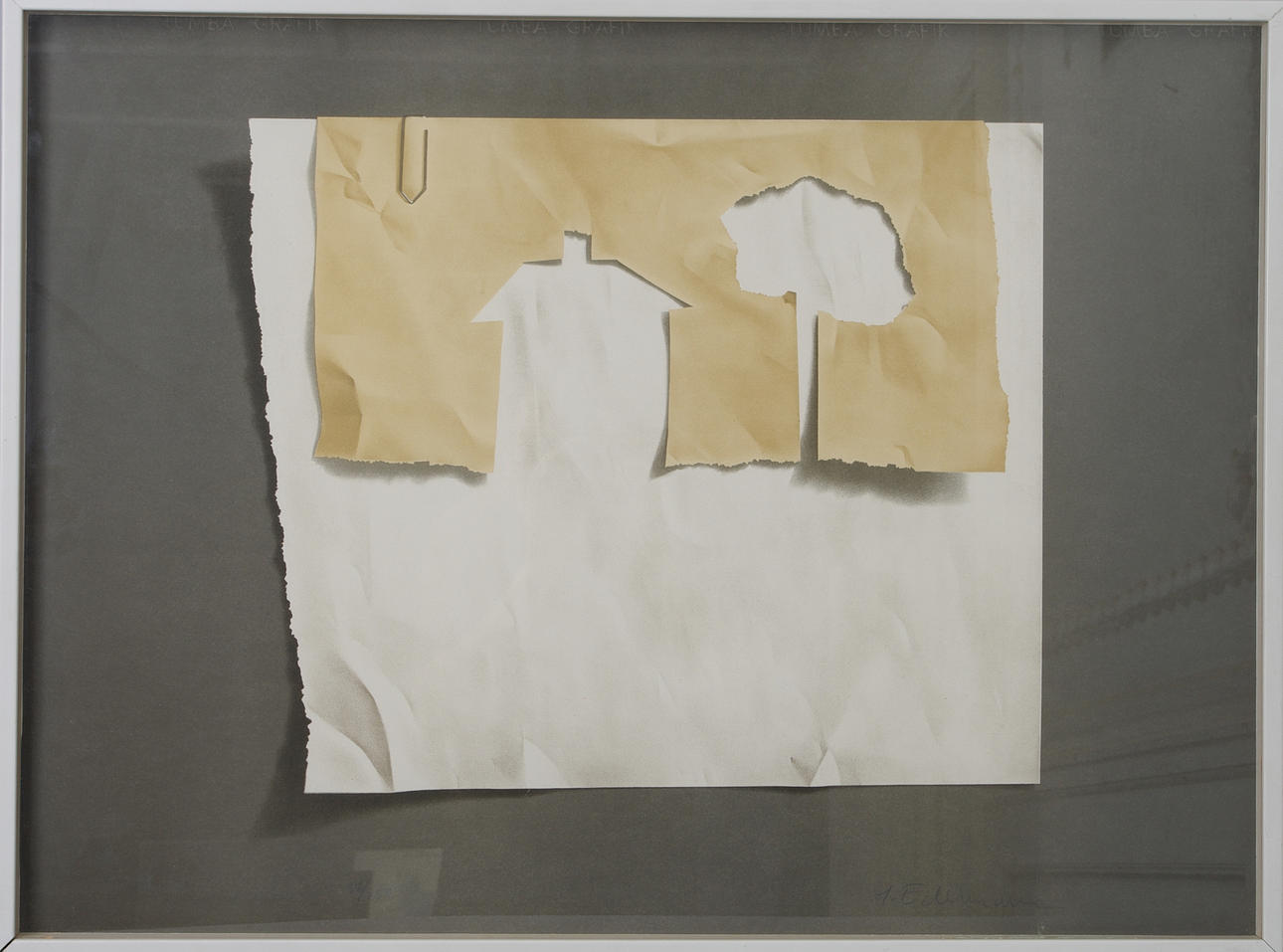 YRJÖ EDELMANN. Hus och träd, färglitografi, signerad Y. Edelmann.