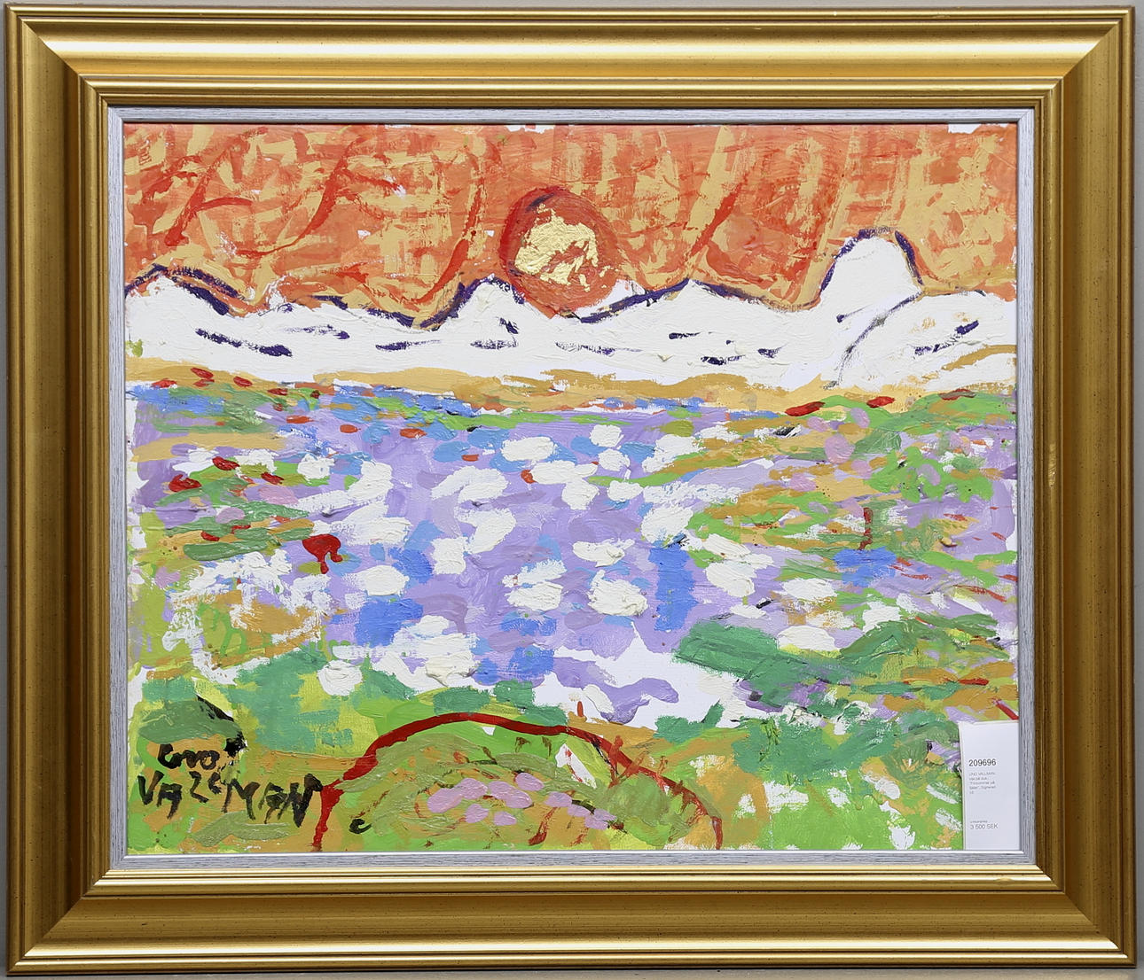 UNO VALLMAN. olja på duk, "Försommar på fjället", Signerad.