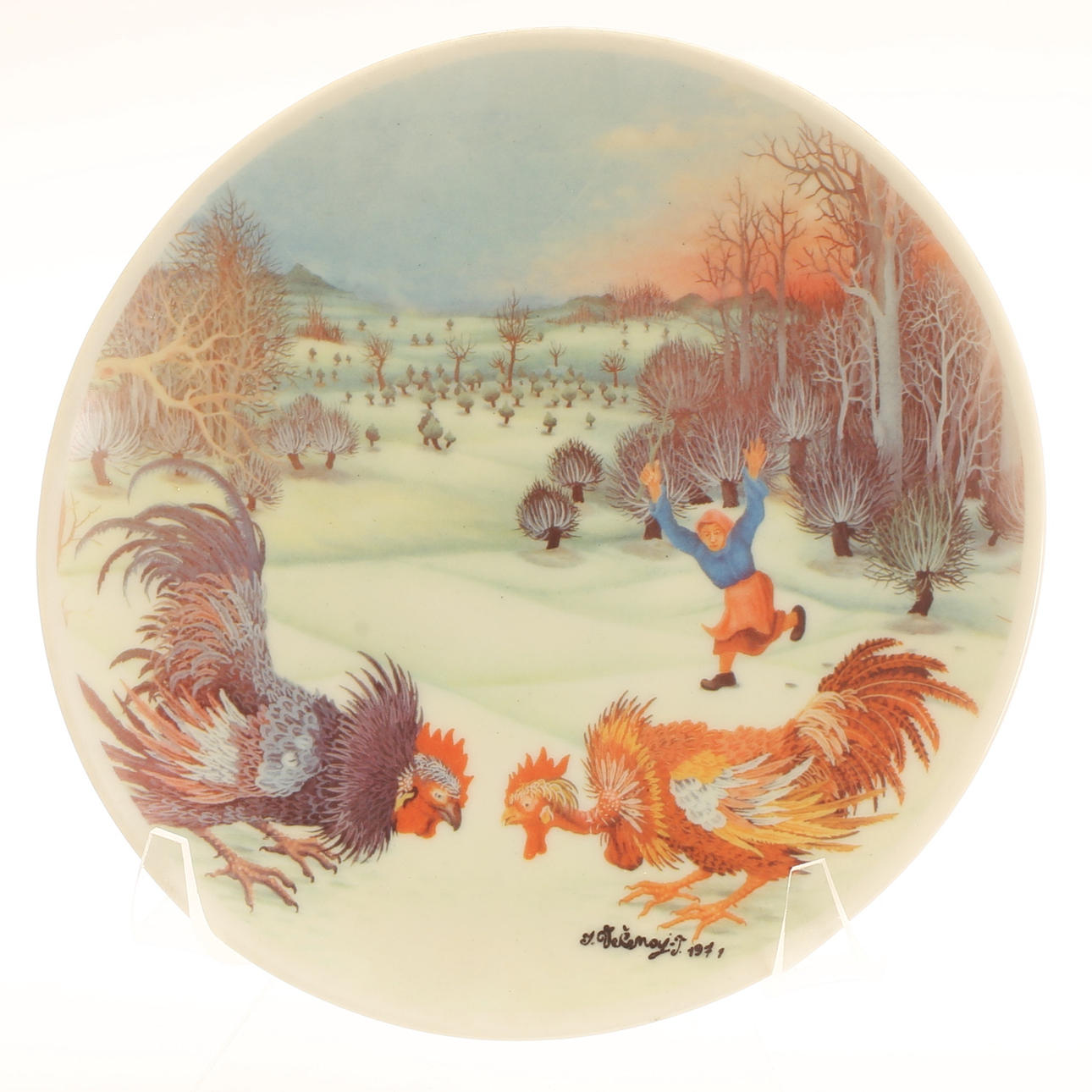 IVAN VECENAJ, plate, porcelain, signed.