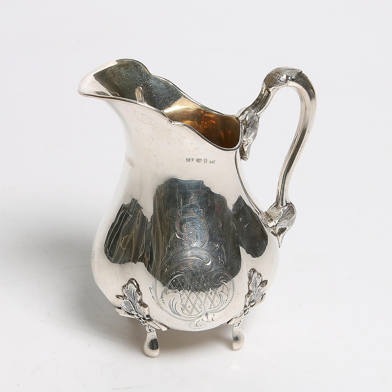 GRÄDDKANNA, silver, nyrokoko, 1886. Vikt 137 gram.