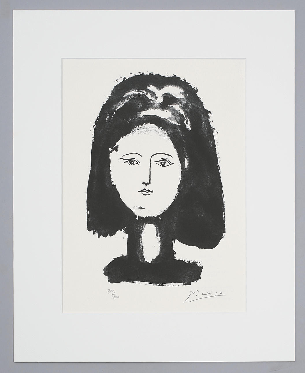 PABLO PICASSO (1881-1973). Visage de femme a al chevelure.